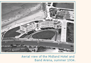Aerial view of the Midland Hotel and Band Arena c. 1935